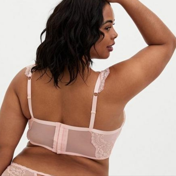 Torrid Pink Bridgerton Vibes Strappy Lurex Lace Underwire Bra - Picture 4 of 12